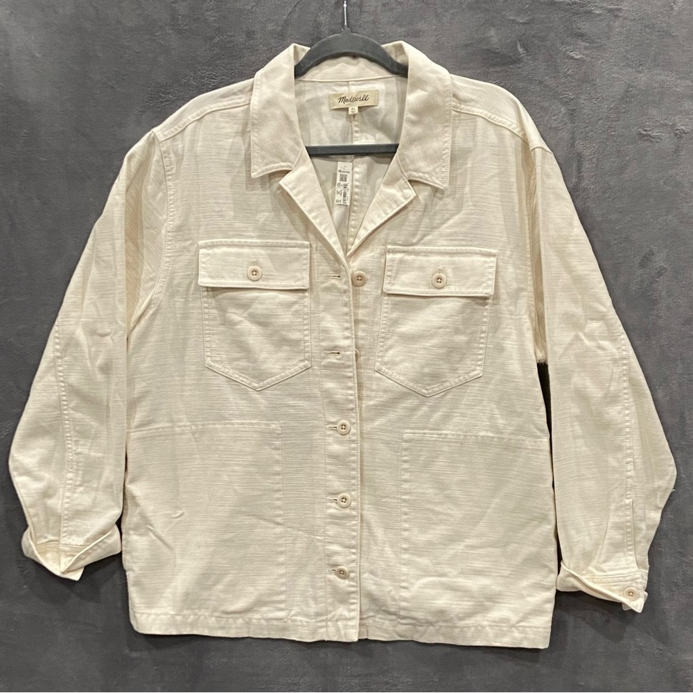 Madewell Drakefield Shirt-Jacket in Ecru Vintage Canvas Women’s Size XL NWT
